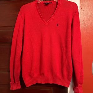 Ralph Lauren Sport Red V-Neck Long Sleeve Sweater